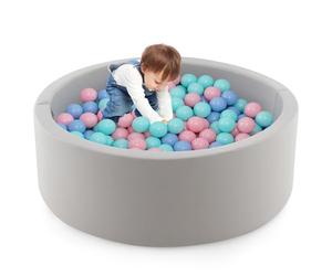 GYMAX Kids Ball Pit, Soft Foam Ball Pool with 200 Ocean Balls, Storage Mesh Bag & Washable Cover, 90x90x30cm Round Balls Pit for 1-6 Years Old Boys Girls (Pink+Green+Blue Balls)