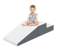 GYMAX Kids Climb and Crawl Play Equipment, 2-Piece Baby Soft Foam Blocks Toys, Toddlers Lightweight Activity Play Set for Climbing Crawling (Gray+White, 101 x 50 x 26cm)