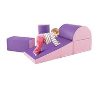 GYMAX Kids Climb and Crawl Play Equipment, 5-Piece Baby Soft Foam Blocks, Toddlers Lightweight Activity Play Set for Climbing Crawling (Purple)