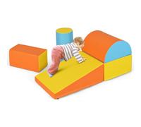 GYMAX Kids Climb and Crawl Play Equipment, 5-Piece Baby Soft Foam Blocks, Toddlers Lightweight Activity Play Set for Climbing Crawling (Orange)