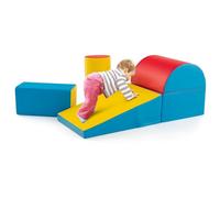 GYMAX Kids Climb and Crawl Play Equipment, 5-Piece Baby Soft Foam Blocks, Toddlers Lightweight Activity Play Set for Climbing Crawling (Yellow+Blue+Red)