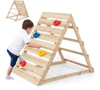 GYMAX Kids Climbing Frame, Double Sided Wooden Toddler Climber with Colorful Climbing Rocks, Indoor Climbing Toys for 3-8 Years Old Boys Girls