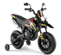 GYMAX Kids Electric Motorbike, 12V Aprilia Licensed Battery Powered Ride on Motorcycle with Training Wheels, Music, USB, Wireless Function & light for 3-8 Years Old (Black), 106 x 56 x 80 cm