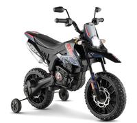 GYMAX Kids Electric Motorbike, 12V Aprilia Licensed Battery Powered Ride on Motorcycle with Training Wheels, Music, USB, Wireless Function & light, Dirt Motor Bike for 3 Years Old+ (Blue+Black)