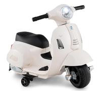 GYMAX Kids Electric Motorbike, 6V Battery Powered Licensed Vespa Motorcycle with Training Wheels, Headlight and Horn Sound, Children Ride on Motor Bike for 18-36 Months Old Boys Girls (White)