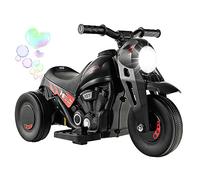 GYMAX Kids Electric Motorbike, 6V Ride on Motorcycle with Bubble Maker, Music, Headlights, Forward & Backward, 3 Wheels Children Motor Bike for 3 Years Old+ Boys Girls (Black)