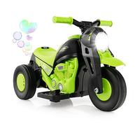 GYMAX Kids Electric Motorbike, 6V Ride on Motorcycle with Bubble Maker, Music, Headlights, Forward & Backward, 3 Wheels Children Motor Bike for 3 Years Old+ Boys Girls (Green)