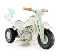 GYMAX Kids Electric Motorbike, 6V Ride on Motorcycle with Bubble Maker, Music, Headlights, Forward & Backward, 3 Wheels Children Motor Bike for 3 Years Old+ Boys Girls (Beige)