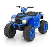 GYMAX Kids Electric Quad Bike, 24V Battery Powered Toy Car with Wireless Connection, USB, Music, Radio, Lights, Soft Start, Forward and Backward, Children Ride on ATV for 3-8 Years Old (Blue)