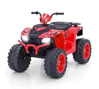 GYMAX Kids Electric Quad Bike, 24V Battery Powered Toy Car with Wireless Connection, USB, Music, Radio, Lights, Soft Start, Forward and Backward, Children Ride on ATV for 3-8 Years Old (Red)