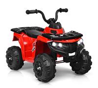 GYMAX Kids Electric Quad Bike, 6V Battery Powered Toy Car with Music, Story, Headlights, USB/MP3/AUX, Forward & Backward, Children Electric ATV for 3 Years Old + Boys Girls (Red)
