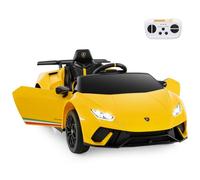 GYMAX Kids Electric Ride on Car, 12V Licensed Lamborghini Battery Powered Toy Vehicle with Remote Control, MP3, USB Port, Music, LED Light & Horn, Children Electric Car for 3+ Years Old (Yellow)