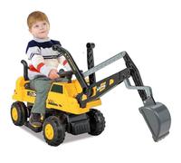 GYMAX Kids Electric Ride on Excavator, 6V Battery Powered Toy Car with Adjustable Arm & Shovel, Lights, Music, USB, Forward/Backward, Underneath Storage, Children Construction Vehicle for Boys Girls