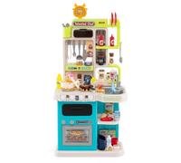 GYMAX Kids Kitchen Playset, Pretend Play Kitchen Set with Oven, Storage Shelf, Cooking Accessories, Sounds, Running Water & Steam Effects, Cooking Role Playset for 3 Years Old + (Blue,43 x 24 x 92 cm)