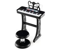GYMAX Kids Piano and Stool Set, Children 37 Keys Keyboard
