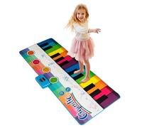 GYMAX Kids Piano Mat, Large Musical Dance Playmat with 8 Instrument Sounds, Colorful Piano Keyboard, Built-in Music, Recording & Playback Function, Toddler Floor Keyboard Mat for Girls Boys (181x73cm)