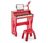 GYMAX Kids Piano Set, Children 37 Keys Keyboard with Stool, Adjustable Microphone, Detachable Music Stand, MP3 Interface, Record & Play, Electronic Piano Toy Set for Girls Boys (Red)