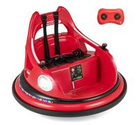 GYMAX Kids Ride On Bumper Car, 12V Battery Powered Toy Car with Remote Control, Joysticks, 5 Light Effects, Music & Wireless Connection, 360° Spin Electric Waltzer Vehicle for 3+ Years Old (Red)