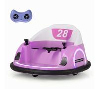 GYMAX Kids Ride on Bumper Car, 6V/12V Electric Waltzer Car with Remote Control, Dual Joysticks, Music & Lights, 360° Rotation Spin Toy Vehicle for 18+ Months Old (Pink, 6V: 66.5x64.5x39cm)
