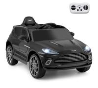 GYMAX Kids Ride on Car, 12V Battery Powered Licensed Aston Martin DBX Toy Car with Remote Control, Music, Bluetooth, FM, USB, Slow Start & Safety Belt, Children Electric Vehicle for Boys Girls (Black)