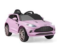 GYMAX Kids Ride on Car, 12V Battery Powered Licensed Aston Martin DBX Toy Car with Remote Control, Music, Bluetooth, FM, USB, Slow Start & Safety Belt, Children Electric Vehicle for Boys Girls (Pink)