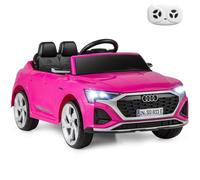 GYMAX Kids Ride on Car, 12V Battery Powered Licensed Audi Car with Remote Control, Music, Headlight and Soft Start, Children Electric Vehicle for 3+ Years Old Boys Girls (Pink)