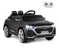 GYMAX Kids Ride on Car, 12V Battery Powered Licensed Audi Car with Remote Control, Music, Headlight and Soft Start, Children Electric Vehicle for 3+ Years Old Boys Girls (Black)