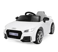 GYMAX Kids Ride on Car, 12V Battery Powered Licensed Audi Car with Remote Control, Music, TF, MP3, USB, High/Low Speed & Safety Belt, Children Electric Vehicle for 3+ Years Old (White)
