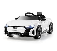 GYMAX Kids Ride on Car, 12V Battery Powered Licensed Audi Toy Car with Remote Control, Music, TF, MP3, USB, High/Low Speed, Slow Start & Safety Belt, Children Electric Vehicle for Boys Girls (White)