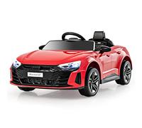 GYMAX Kids Ride on Car, 12V Battery Powered Licensed Audi Toy Car with Remote Control, Music, TF, MP3, USB, High/Low Speed, Slow Start & Safety Belt, Children Electric Vehicle for Boys Girls (Red)