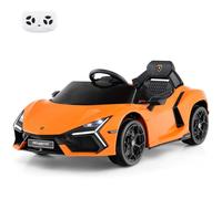 GYMAX Kids Ride on Car, 12V Battery Powered Licensed Lamborghini Car with Remote Control, Music, MP3, USB, Lights, Soft Start and Hydraulic Doors, Children Electric Vehicle for 3+ Years Old (Orange)