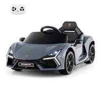 GYMAX Kids Ride on Car, 12V Battery Powered Licensed Lamborghini Car with Remote Control, Music, MP3, USB, Lights, Soft Start and Hydraulic Doors, Children Electric Vehicle for 3+ Years Old (Gray)