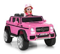 GYMAX Kids Ride on Car, 12V Battery Powered Licensed Mercedes Benz Toy Car with Remote Control, Music, Story, USB/TF Slot, Storage Box & Safety Belt, Children Electric Truck for 3-8 Years Old (Pink)