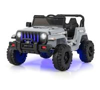 GYMAX Kids Ride on Car, 12V Battery Powered Toy Car with Remote Control, LED Lights, Bluetooth, USB, Radio, Safety Belt, Music & Horn, Children Electric UTV for Boys Girls (Grey)