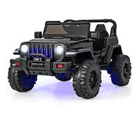 GYMAX Kids Ride on Car, 12V Battery Powered Toy Car with Remote Control, LED Lights, Bluetooth, USB, Radio, Safety Belt, Music & Horn, Children Electric UTV for Boys Girls (Pure Black)