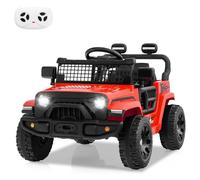 GYMAX Kids Ride on Car, 12V Battery Powered Toy Car with Remote Control, Lights, Music, Horn and Slow Start, Children Electric Off Road Truck for 3 Years Old+ (Red)
