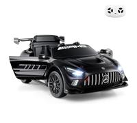 GYMAX Kids Ride on Car, 12V Children Electric Vehicle with Remote Control, Lights, Music, Wireless Connection & Transport Wheels, Licensed Mercedes-AMG GT3 Toy Car for 3 Years Old+ (Black)