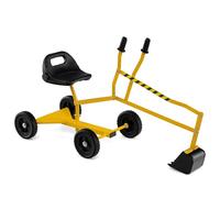 GYMAX Kids Ride on Digger, Children Construction Excavator with 2-Handed Controls, 360° Rotatable Function&4 Wheels, Outdoor Beach Sandbox Toy Excavator for Sand Dirt Snow (Black+Yellow, 119x39x64cm)