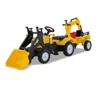 GYMAX Kids Ride On Excavator, 3 in 1 Children Pedal Tractor with Detachable Trailer, Adjustable Digging & Shovel Bucket and Horn, Toddlers Pedal Car for 3-6 Years Old Boys Girls (Yellow)