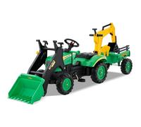 GYMAX Kids Ride On Excavator, 3 in 1 Children Pedal Tractor with Detachable Trailer, Adjustable Digging & Shovel Bucket and Horn, Toddlers Pedal Car for 3-6 Years Old Boys Girls (Green)