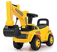 GYMAX Kids Ride on Excavator, Toddlers Push Along Car with Adjustable Bucket, Engine Sound and Underneath Storage, Children Construction Truck for 19-36 Months Old Boys Girls (Digger)