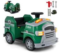 GYMAX Kids Ride on Fire Engine, 12V Children Electric Car with Music, Horn, Lights and Firefighting Toys, Battery Powered Toy Car for 3 Years Old+ (Green)