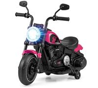 GYMAX Kids Ride On Motorcycle, 6V Children Electric Motorbike with Training Wheels, Headlight, High/Low Speed & Soft Start, Toddlers Motor Bike for Indoor Outdoor (Pink)