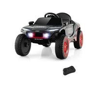 Gymax Kids Ride On Toy E-tron Racing Car With Remote Control Lights & Music in Grey Gymax Grey