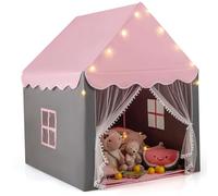 GYMAX Kids Tent, Fairy Play Castle (Pink with Yellow Lights)