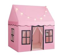 GYMAX Kids Tent, Indoor Large Children Playhouse with Mat, Star Lights & Windows, Toddler Play Tent for 3-10 Years Old Girls Boys (Pink)