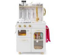 GYMAX Kids Toy Kitchen, Wooden Children Play Kitchen with Stoves, Faucet, Sink, Telephone, Microwave, Oven & Cookware Accessories, Cooking Role Playset for 3 Years Old+