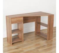 Gymax L-Shaped Desk Corner Executive Desk With Storage Shelves & Drawer in Khaki Gymax Khaki