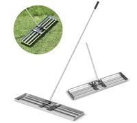 Gymax Lawn Leveling Rake Heavy Duty Level Lawn Tool With Ergonomic Handle in Silver Gymax Silver