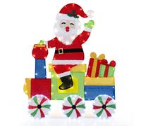 Gymax Lighted Santa on Train Indoor Outdoor 2D Santa Claus With LED Lights Gymax Multicolor
